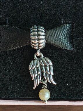 Authentic Pandora Guardian Angel Pearl Dangle Charm 790975P